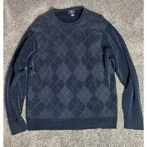 Dockers Pullover Sweater Men's Argyle 100% Cotton Blue Sz XL